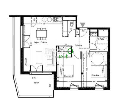 Appartement - 65 m² - 3 pièces