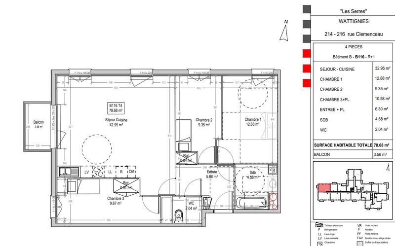 Appartement ancien - 78 m² - 4 pièces