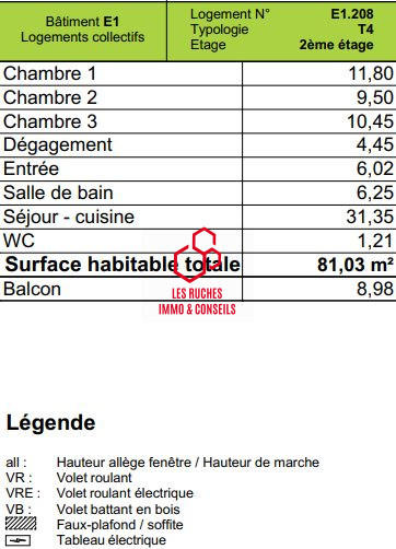 Appartement - 81 m² - 4 pièces