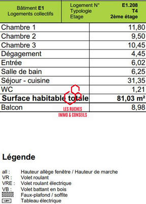 Appartement - 81 m² - 4 pièces