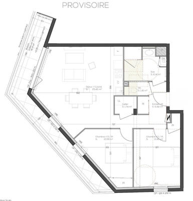 Appartement - 70 m² - 3 pièces