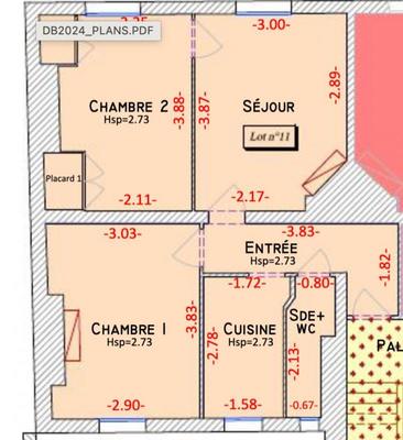 Appartement - 47 m² - 3 pièces