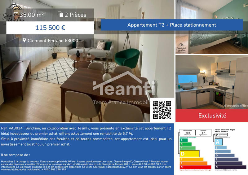 Appartement - 35 m² - 2 pièces