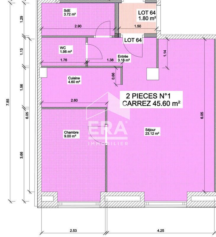 Appartement - 46 m² - 2 pièces