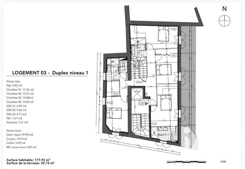 Duplex - 178 m² - 5 pièces