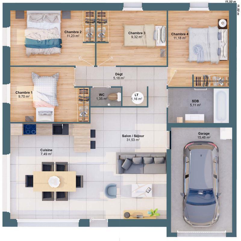 Maison - 93 m² - 6 pièces