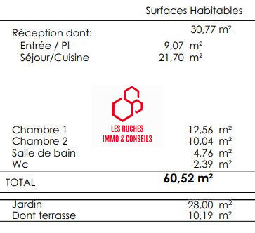 Appartement - 61 m² - 3 pièces