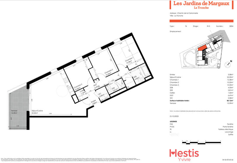 Appartement - 85 m² - 4 pièces