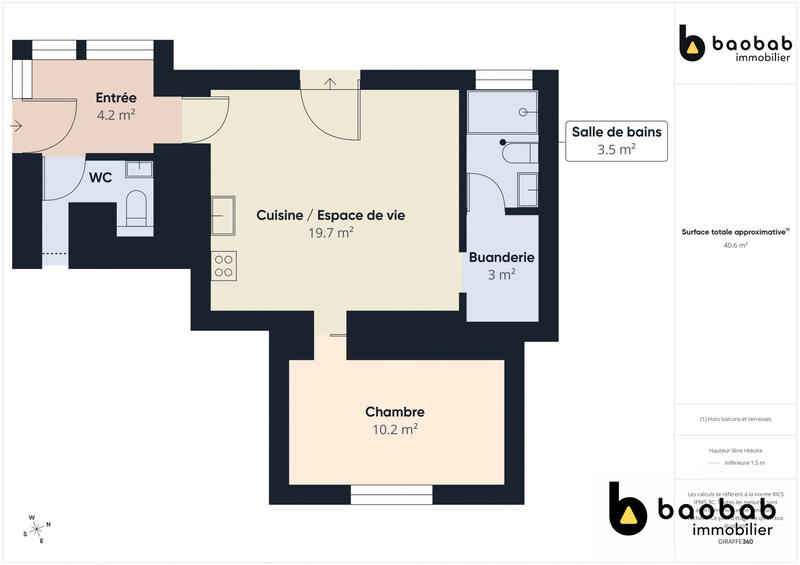 Appartement - 44 m² - 2 pièces