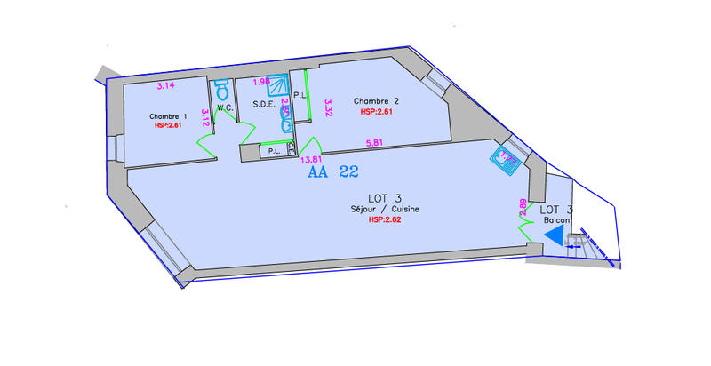 Appartement - 91 m² - 3 pièces