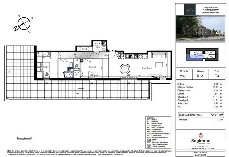 Appartement - 72 m² - 3 pièces
