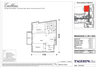Appartement - 62 m² - 3 pièces