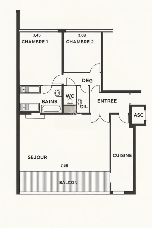 Appartement - 85 m² - 3 pièces