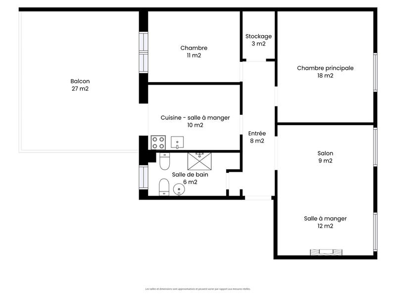 Appartement - 76 m² - 3 pièces