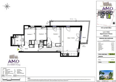 Appartement - 80 m² - 4 pièces