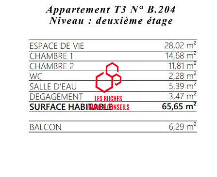 Appartement - 66 m² - 3 pièces