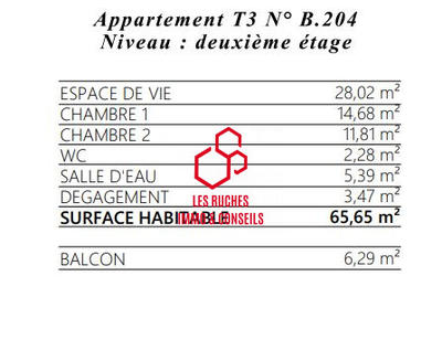 Appartement - 66 m² - 3 pièces