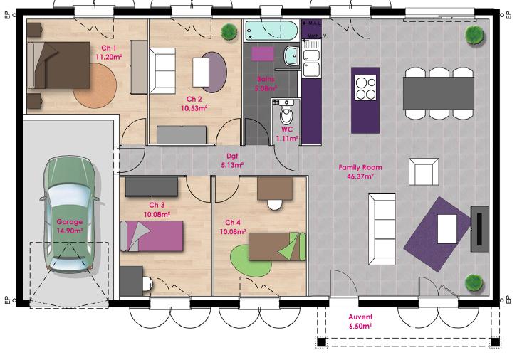 Maison - 100 m² - 5 pièces