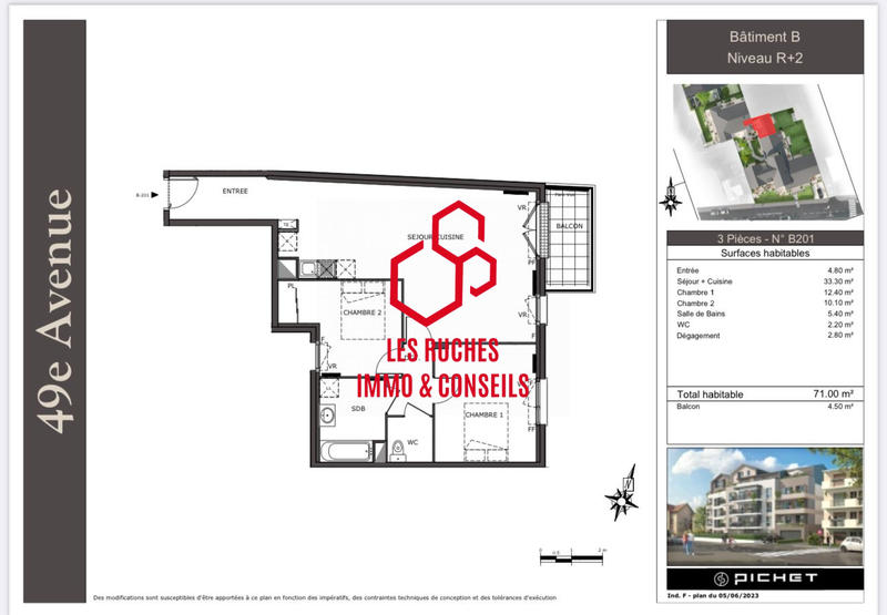Appartement - 71 m² - 3 pièces