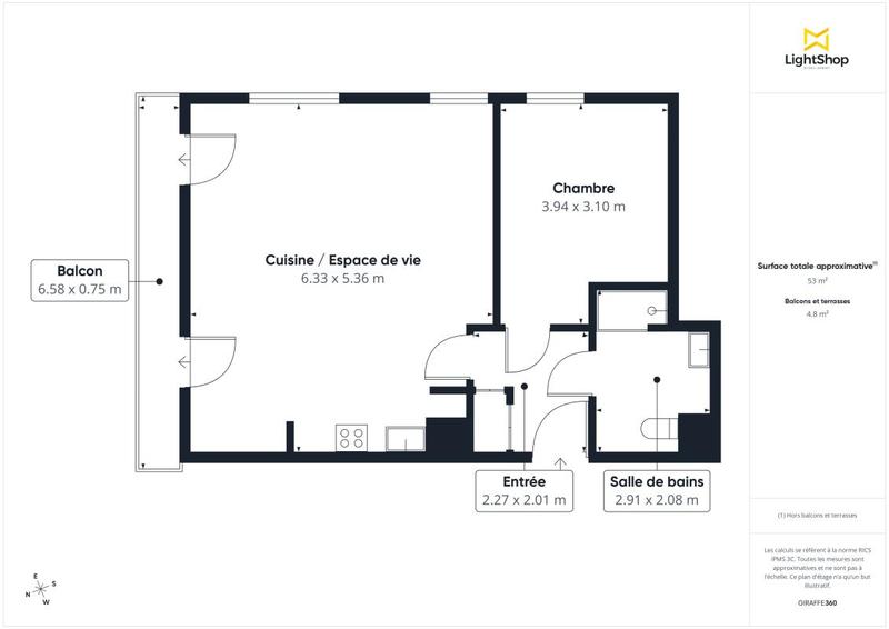 Appartement - 54 m² - 2 pièces