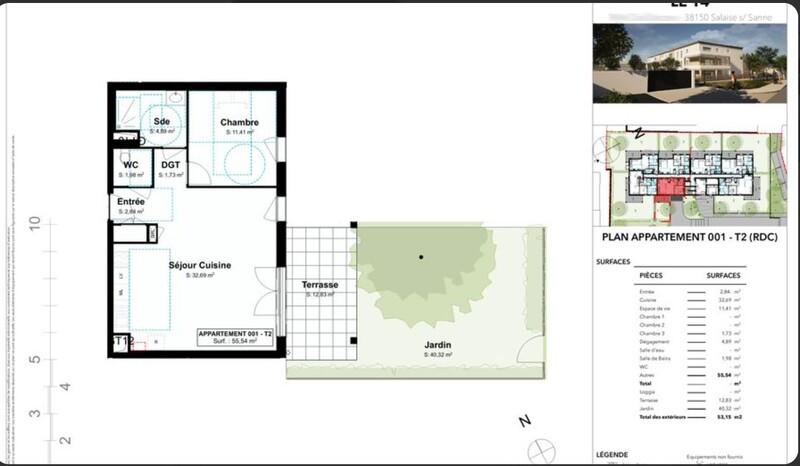 Appartement - 55 m² - 2 pièces