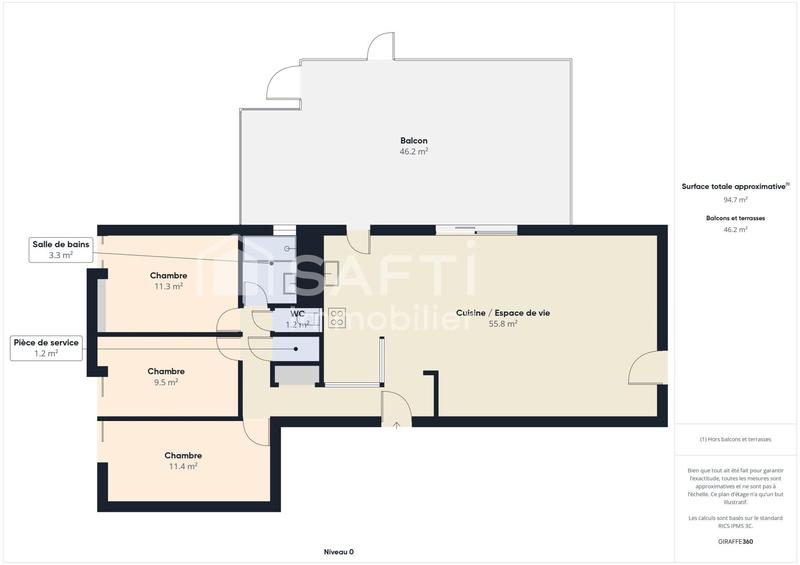 Appartement - 94 m² - 4 pièces