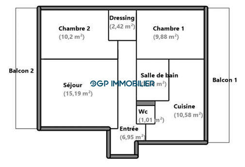 Appartement - 60 m² - 3 pièces