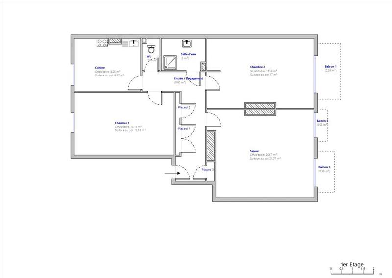Appartement - 72 m² - 3 pièces