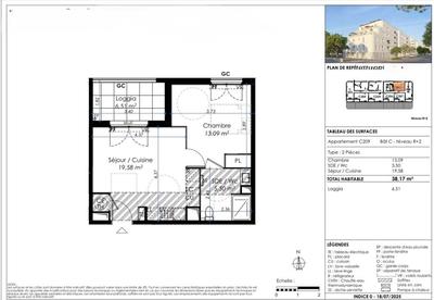Appartement - 38 m² - 2 pièces