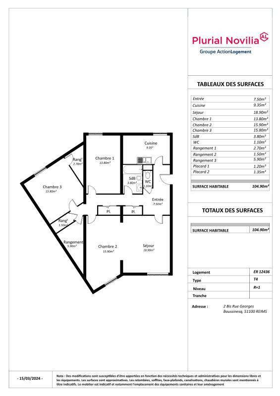 Appartement - 104 m² - 4 pièces