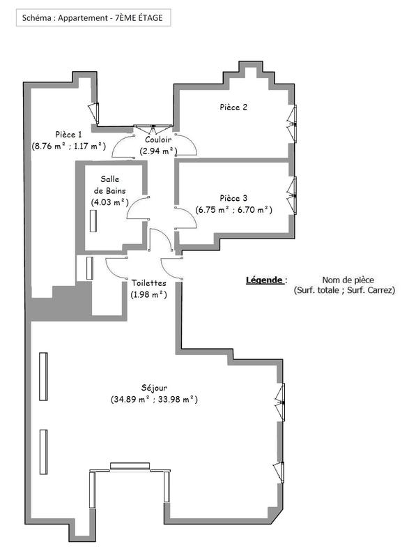 Appartement - 57 m² - 3 pièces