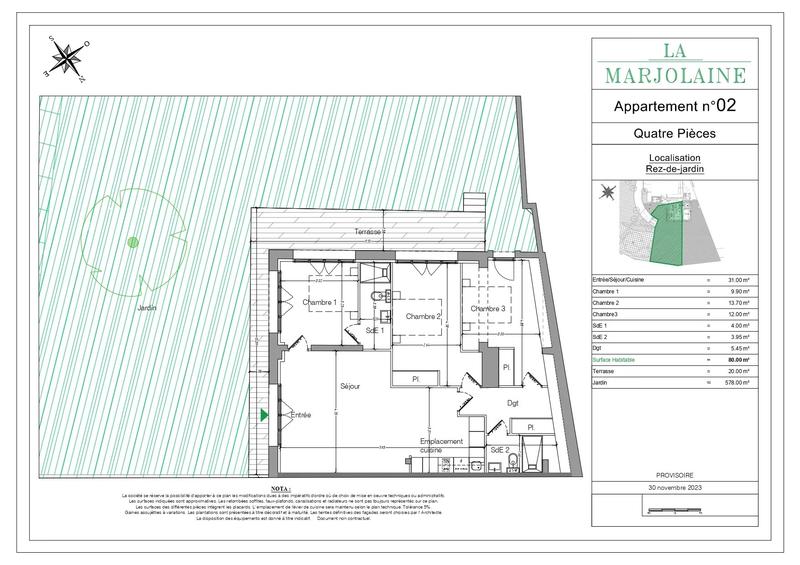 Appartement - 80 m² - 4 pièces