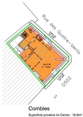 Studio - 19 m² - 1 pièce