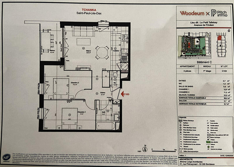 Appartement - 58 m² - 3 pièces