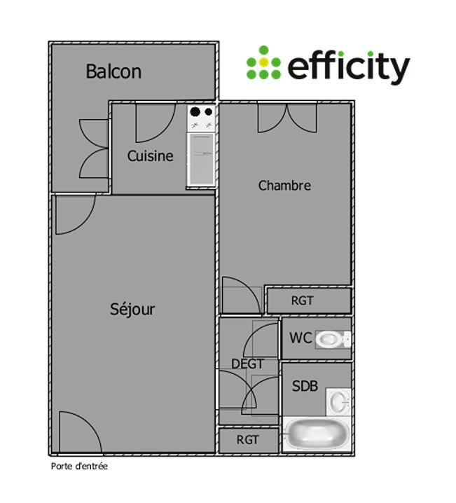 Appartement - 50 m² - 2 pièces