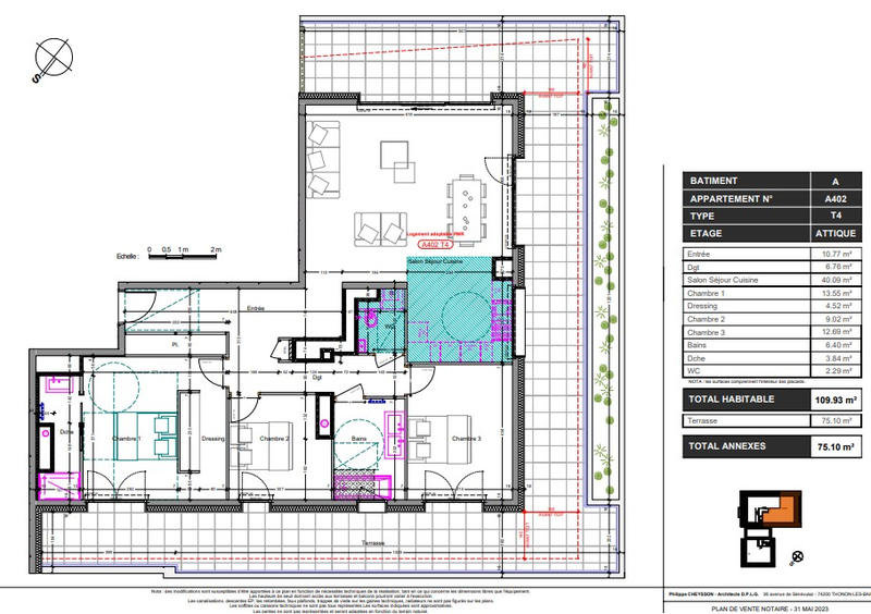 Appartement - 110 m² - 4 pièces