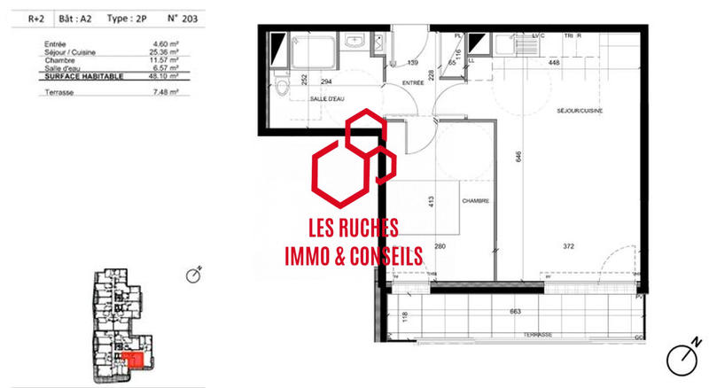 Appartement - 48 m² - 2 pièces