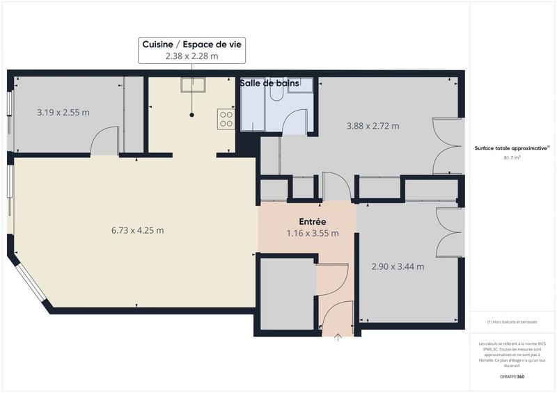 Appartement - 82 m² - 4 pièces