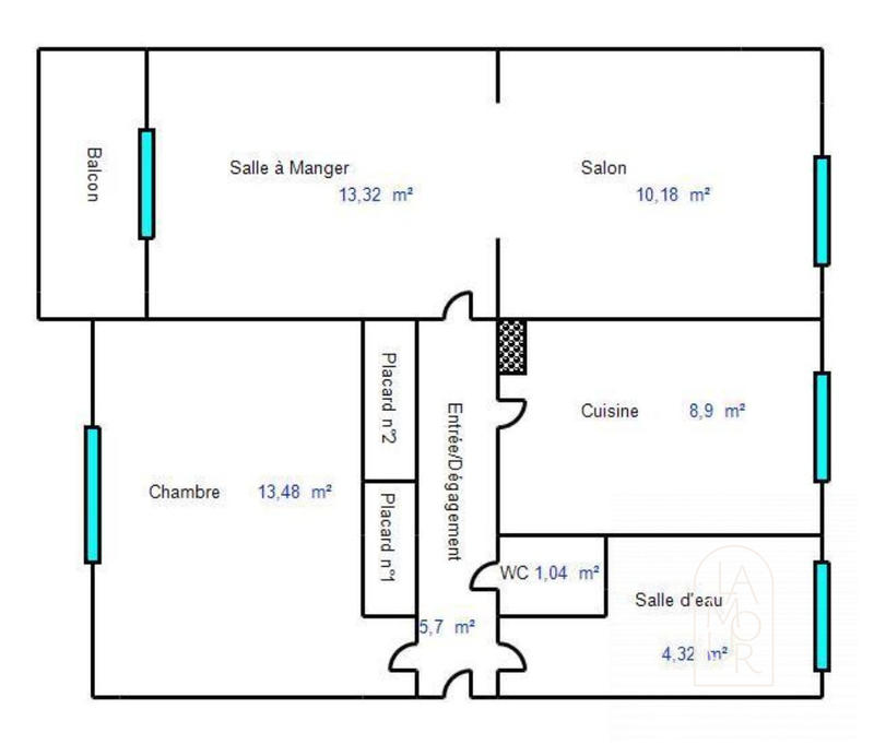 Appartement - 57 m² - 2 pièces