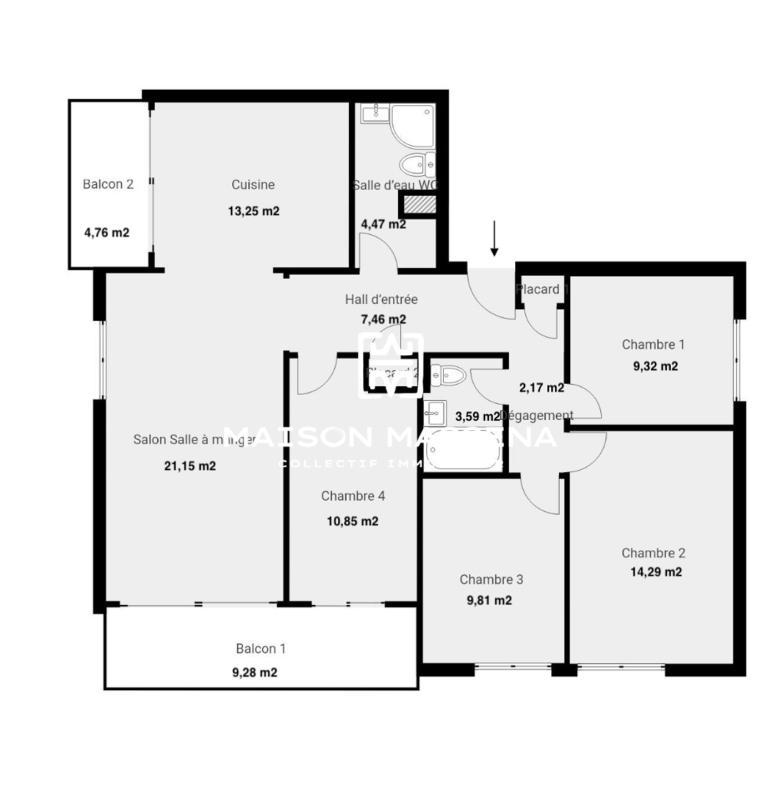 Appartement - 97 m² - 5 pièces