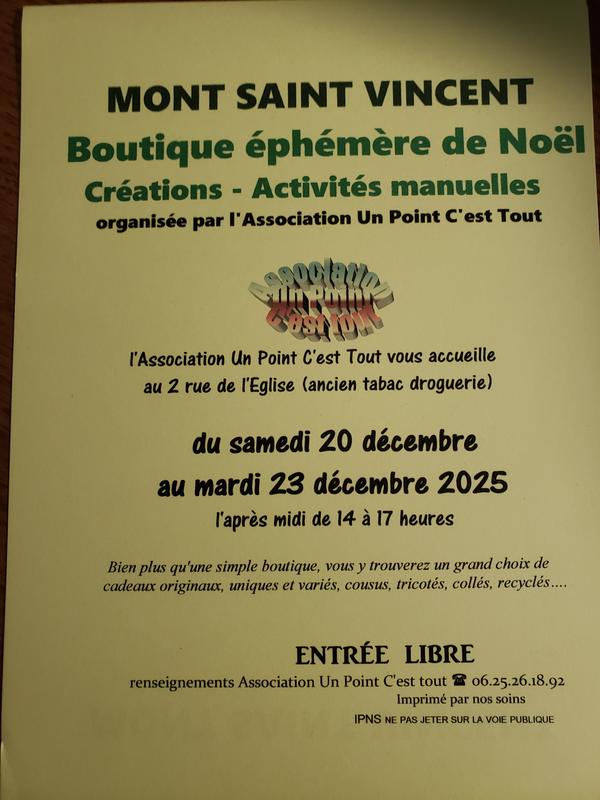 boutique éphémère d'activités artisanales