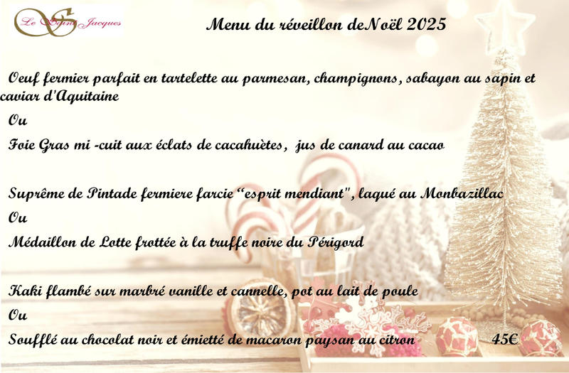 Menu du Réveillon de Noël | le Saint-Jacques