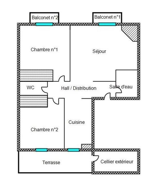 Appartement - 55 m² - 3 pièces