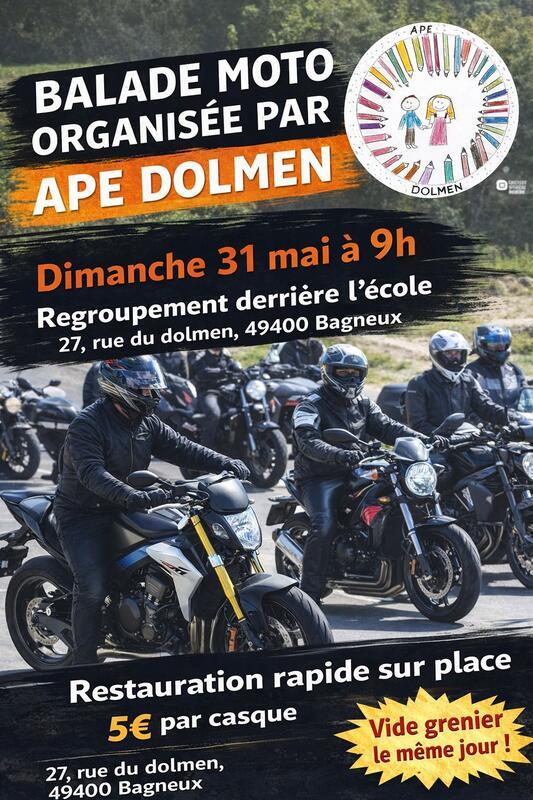 Vide grenier de l'ape de l'école du dolmen et balade moto