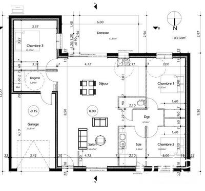 Maison - 103 m² - 6 pièces