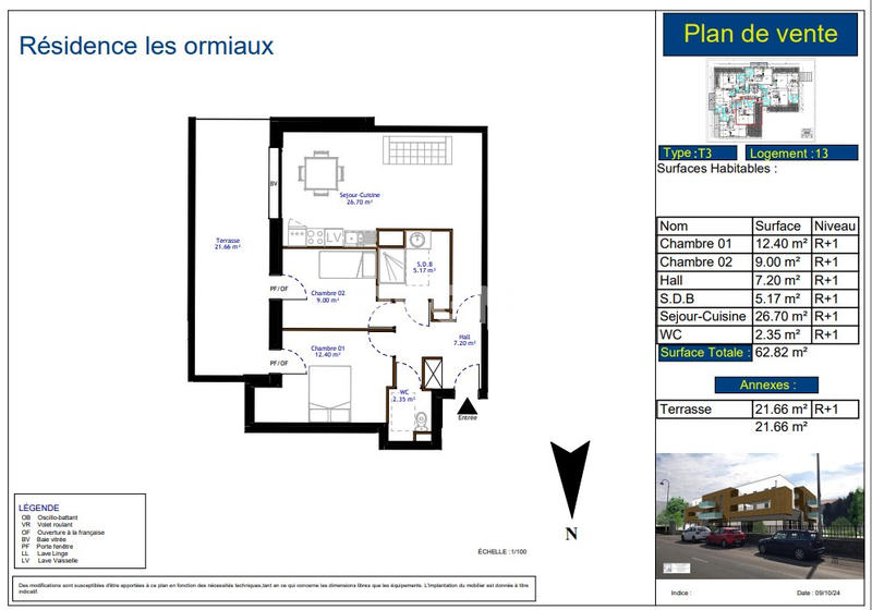 Appartement - 63 m² - 3 pièces