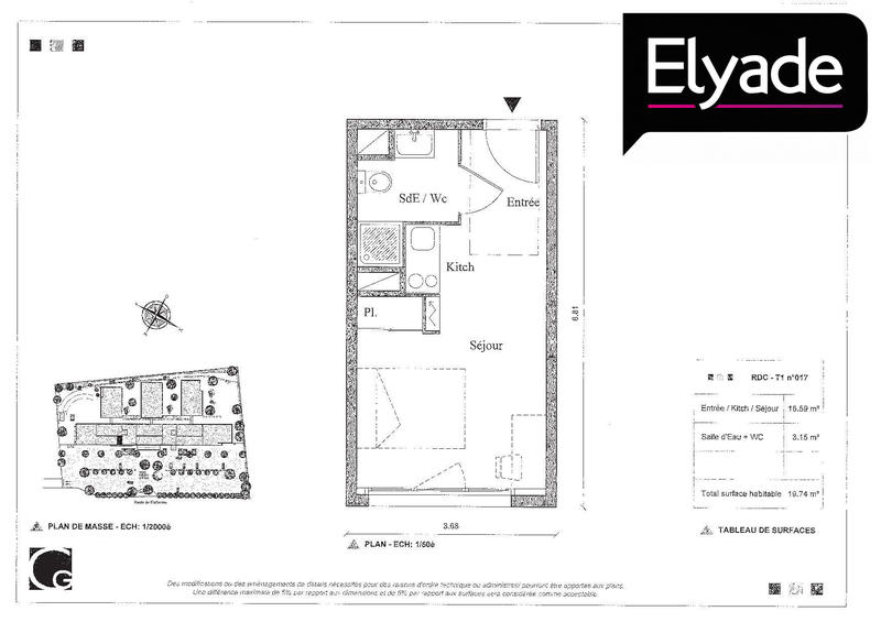 Appartement - 20 m² - 1 pièce