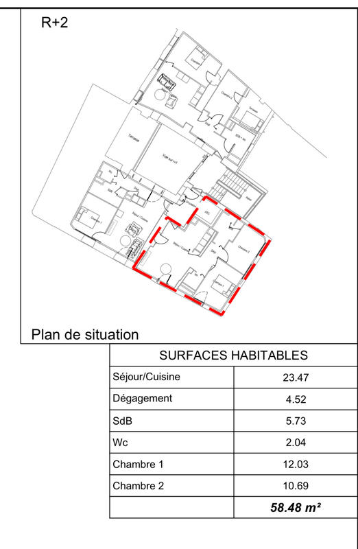 Appartement - 58 m² - 3 pièces