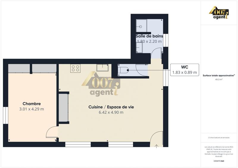 Appartement - 50 m² - 2 pièces