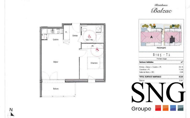 Appartement - 43 m² - 2 pièces